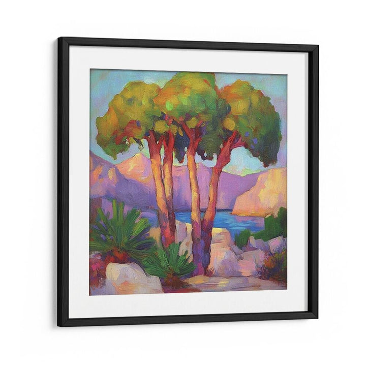 Three Trees by the Sea artwork brings serene coastal beauty to your space, perfect for nature lovers.