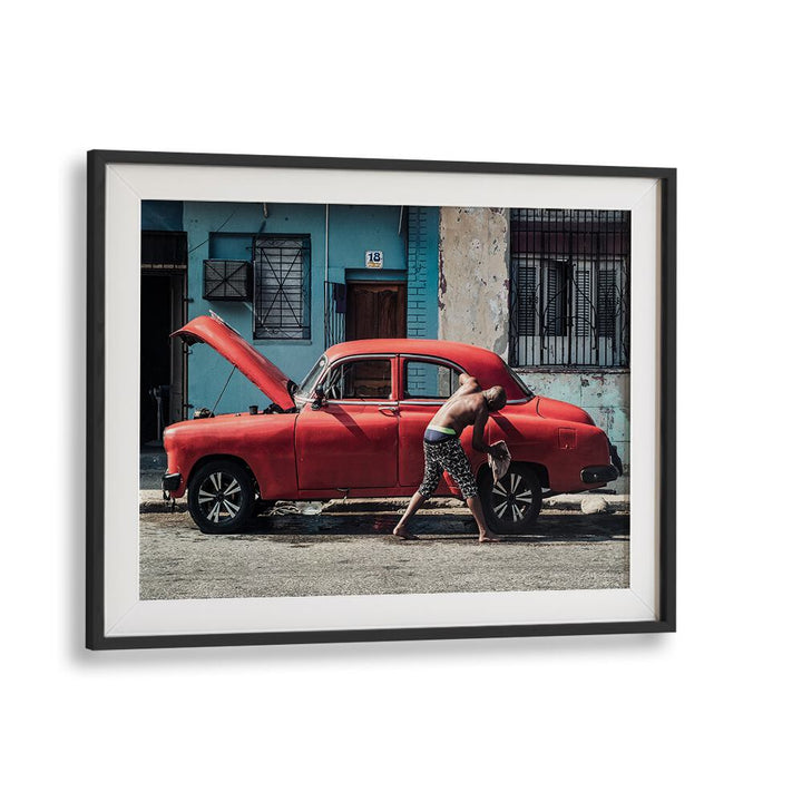Street scene highlighting the art of WASHING A CAR, PHOTOGRAPHY PRINTS captures everyday life beautifully.