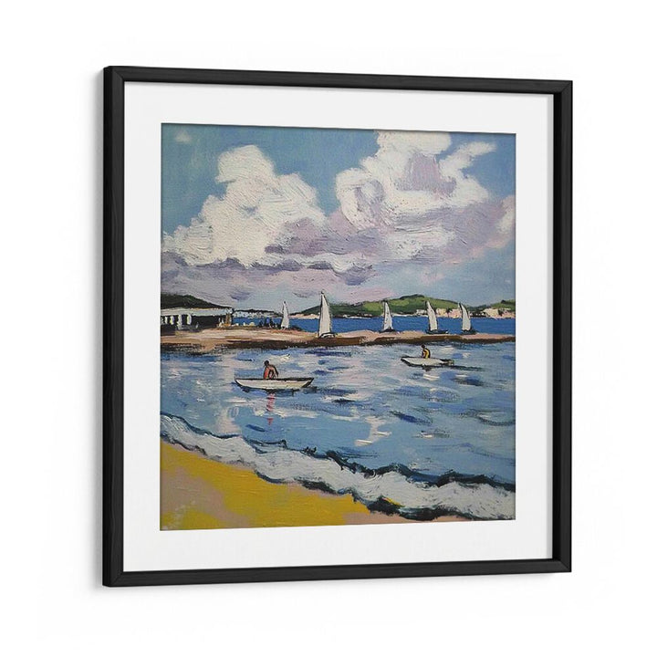 Beautiful artwork of SAILBOATS ON THE BEACH, capturing tranquil coastal vibes for your home or office decor.