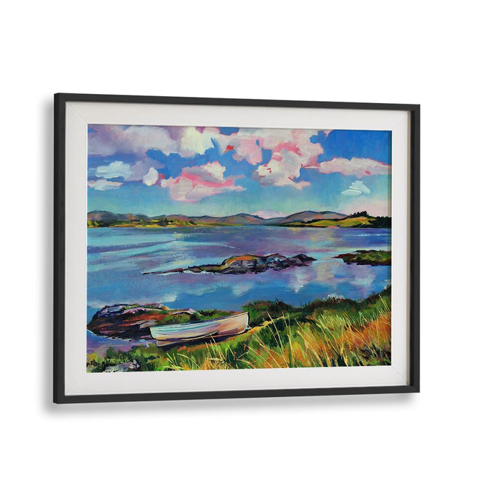 BOAT ON THE LAKE , BEACH PAINTINGS