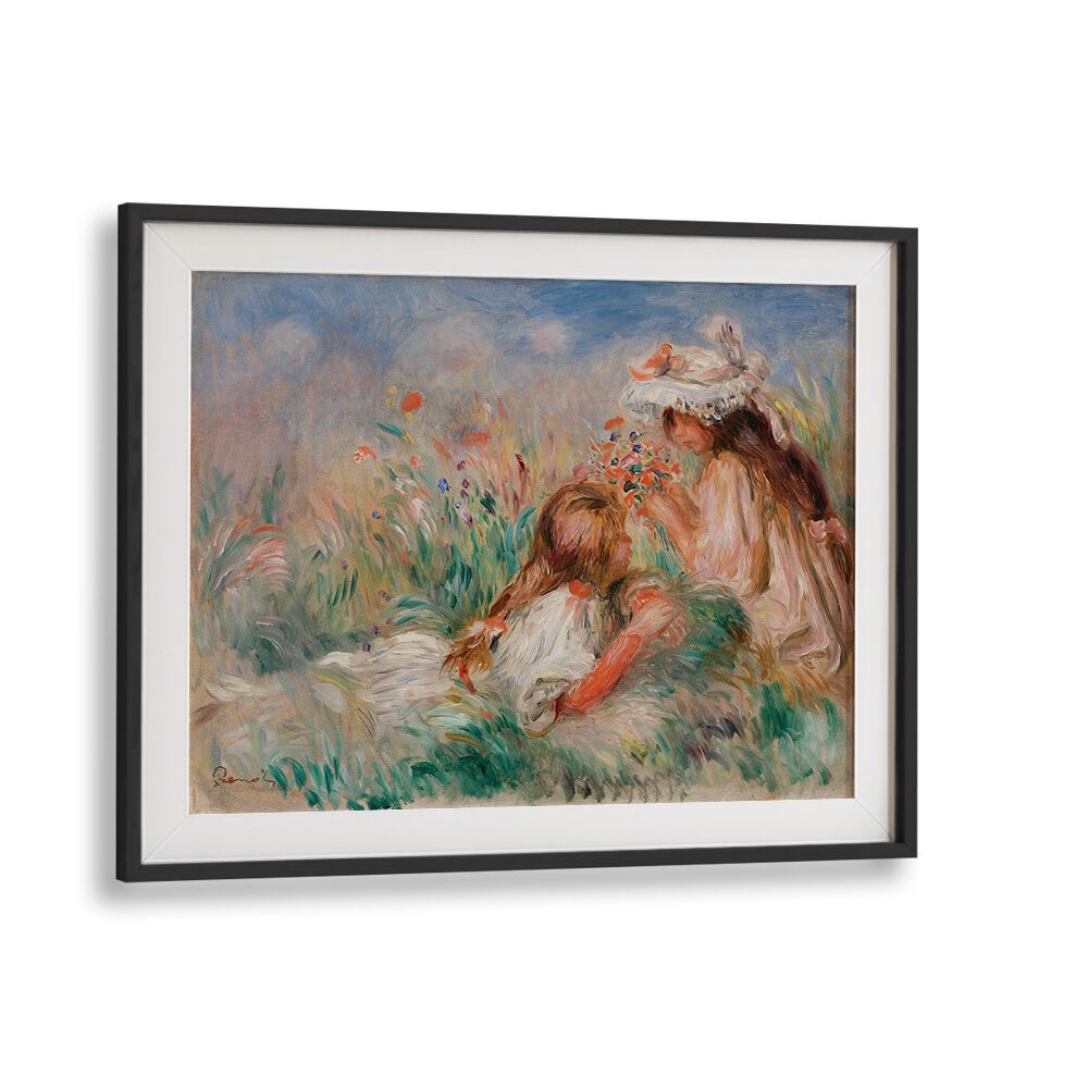 GIRLS IN THE GRASS ARRANGING A BOUQUET (1890) , VINTAGE PAINTINGS