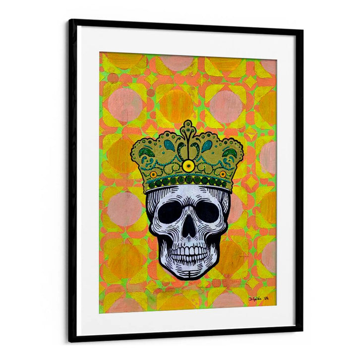 Vibrant MEMENTO MORI 5.0, POP ART PAINTINGS featuring a crowned skull, perfect for mindful living and decor.