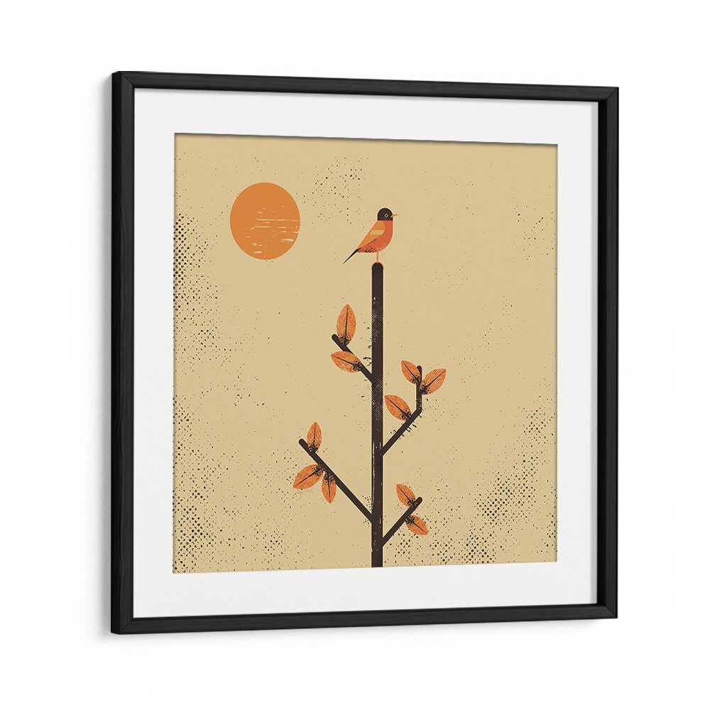 Stylish artwork featuring a bird atop a branch, perfect for fans of THE MIGRATION, ANIMAL PAINTINGS.