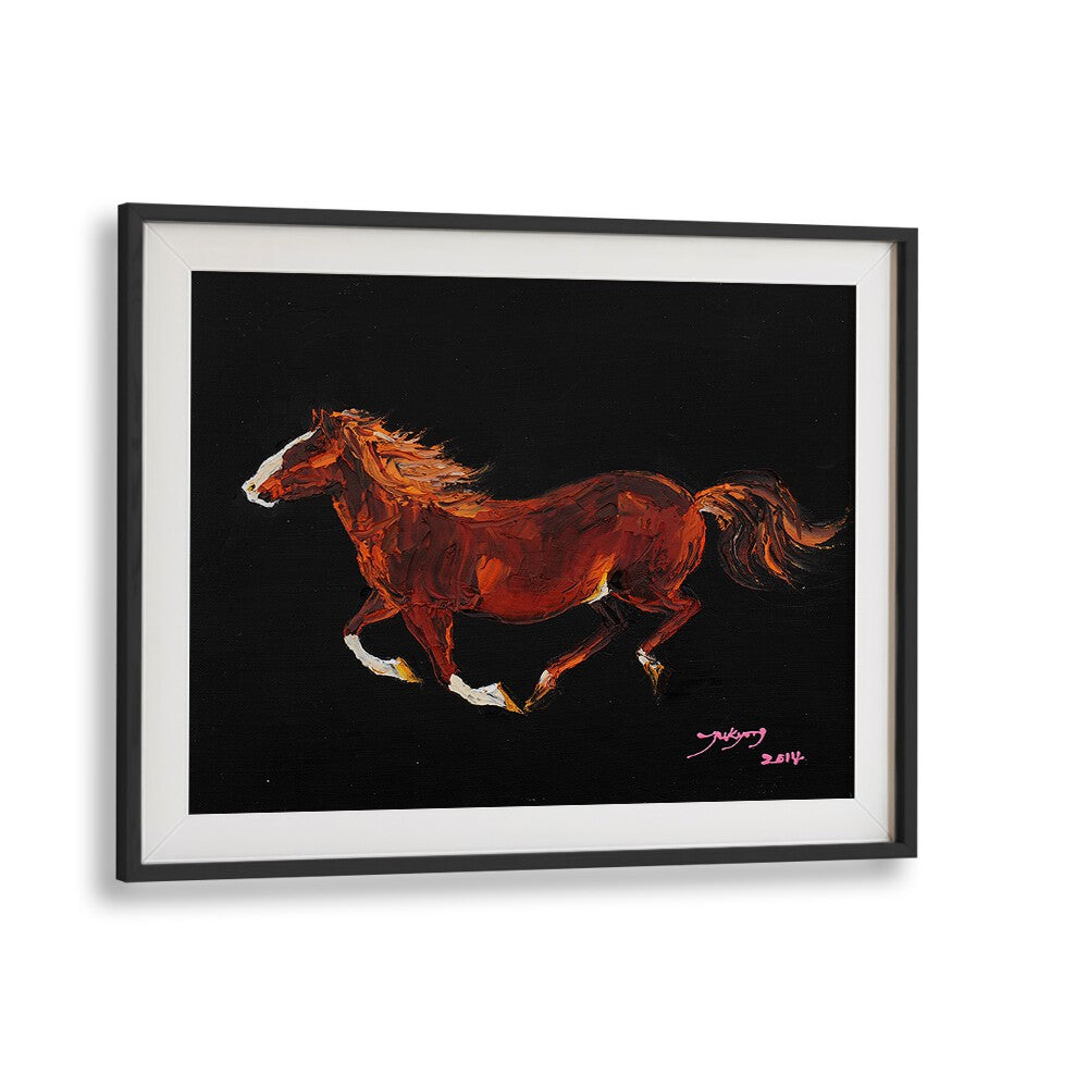 Vibrant HORSE II, ANIMAL PAINTINGS captures a galloping horse, perfect for animal art lovers. Ideal for home decor.
