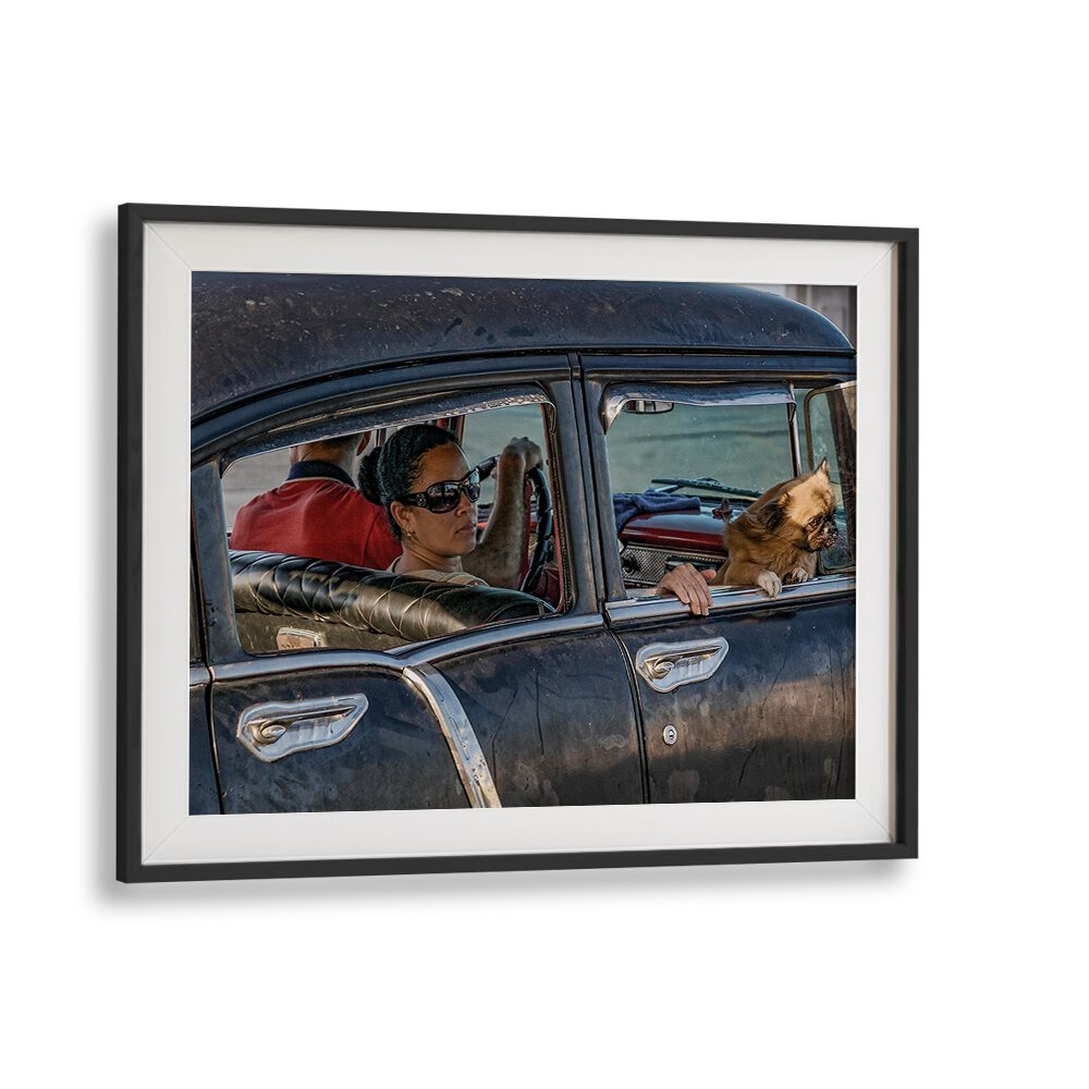 Vibrant street scene featuring a woman and dog, celebrating urban life with MALECON II, PHOTOGRAPHY PRINTS.