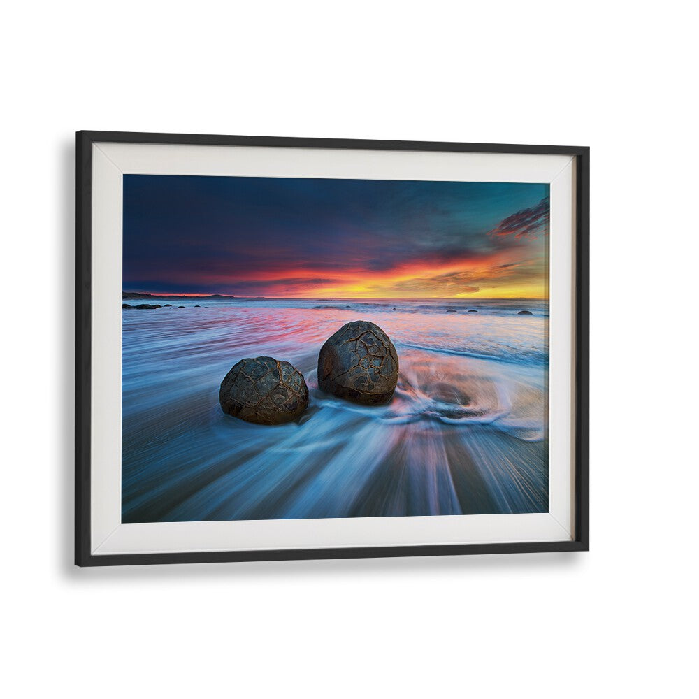 Stunning Moeraki Boulders, Photography Prints showcasing New Zealand's serene landscapes and unique geological formations.