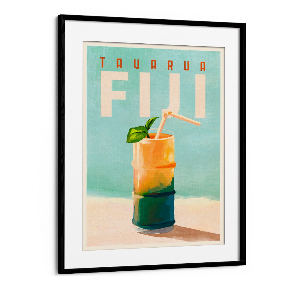 TAVARUA FIJI COCKTAIL POSTER TRAVEL ART BY THE WHISKEY GINGER ,BAR POSTERS , BAR ART PRINTS