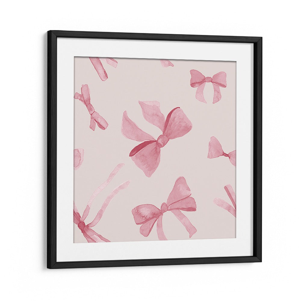 Delicate pink bows on a soft background, perfect for kids' rooms. Discover WATERCOLOUR BOWS VIII, KIDS ROOM PAINTINGS.