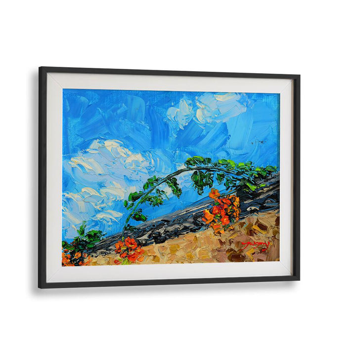 Vibrant JACARANDA CANVAS, FLORAL FLOWER PAINTINGS showcasing bold colors and a stunning sky backdrop.