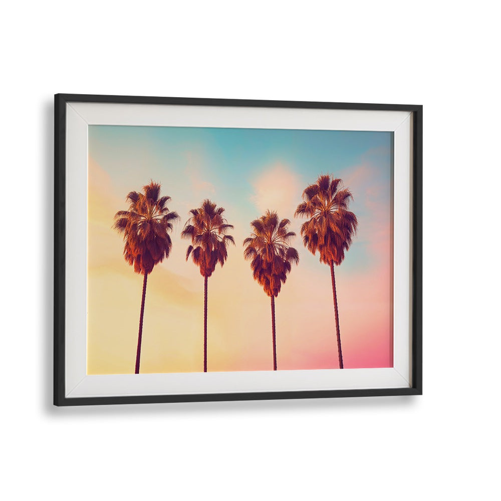 L.A Sunset Palms, Beach Paintings captures vibrant California vibes with stunning palm silhouettes against a colorful sky.
