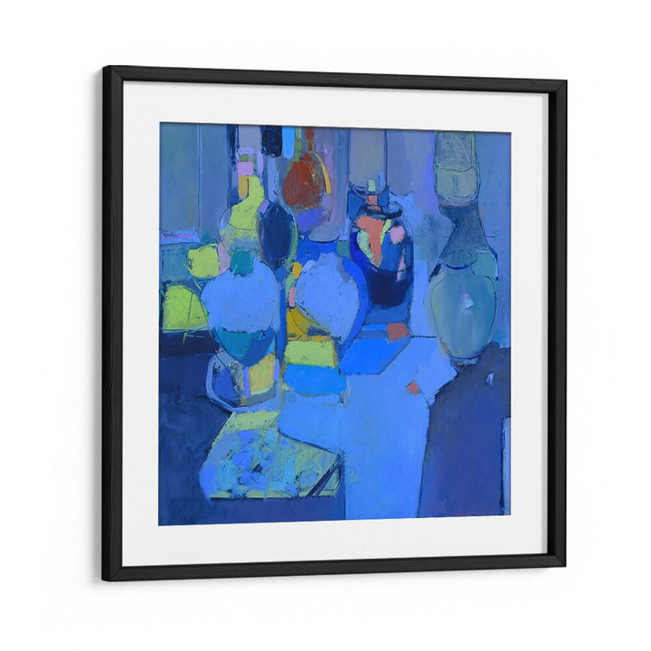 Stunning BLUE GLASS, ABSTRACT PAINTINGS in vibrant hues, perfect for elevating your home decor with elegance.