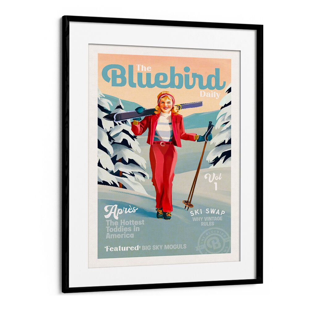 THE BLUEBIRD DAILY PINUP SKI ART BY THE WHISKEY GINGER ,WOMEN ILLUSTRATION PAINTINGS