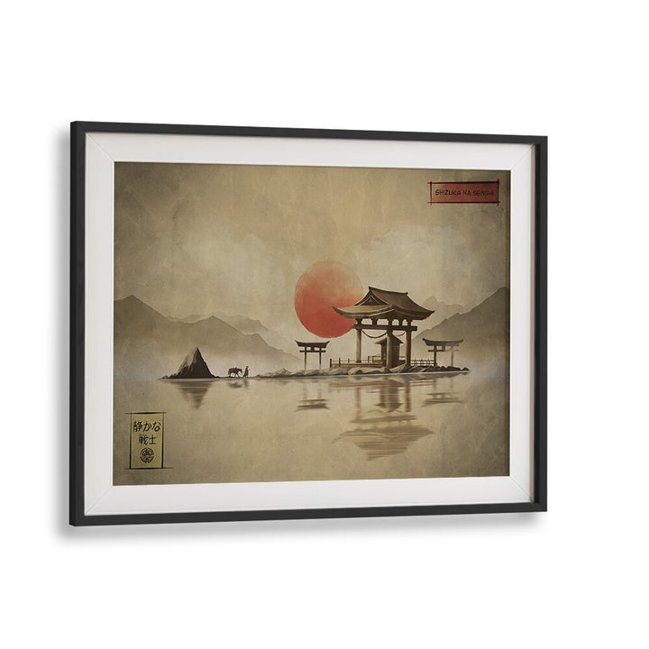 Tranquil scene of SHIZUKA NA SENSH, JAPANESE PAINTINGS, capturing serene landscapes and traditional architecture.