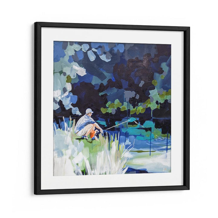 Tranquil GONE FISHIN, BEACH PAINTINGS showcasing a serene fishing scene, perfect for coastal home decor.