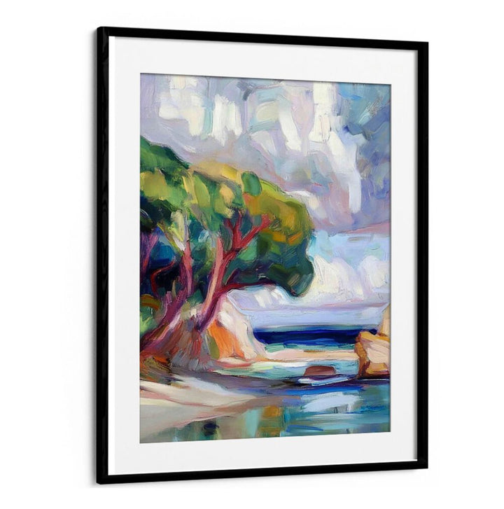 Vibrant TREE BY THE SEA artwork showcasing a coastal landscape with an elegant tree, perfect for any home decor.