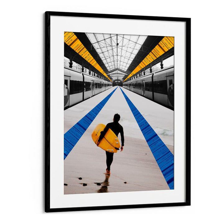 METRO, SURREAL ART PRINTS showcase a creative blend of urban and beach elements in a striking framed design.