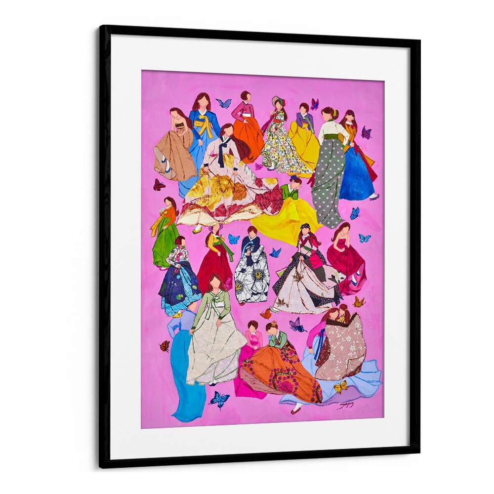 Colorful art showcasing a WOMAN IN DRESSES, FASHION POSTERS, perfect for stylish home decor.