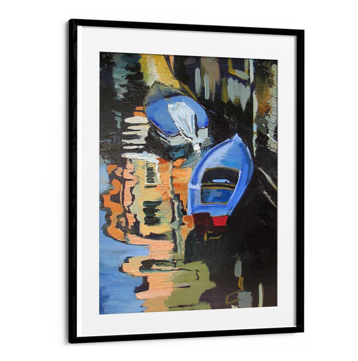 BOATS ON THE CANAL , BEACH PAINTINGS