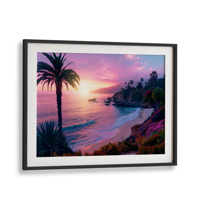 Vibrant PURPLE SUNSET IN LAGUNA BEACH, BEACH PAINTINGS artwork by Philippe Hugonnard, perfect for your home decor.