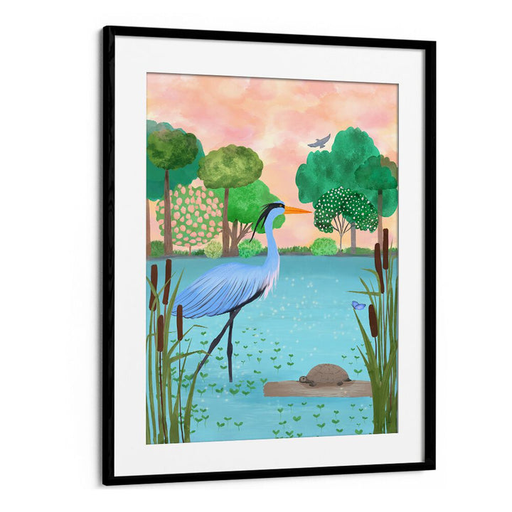 SERENE HERON HAVEN , WILDLIFE PAINTINGS , WILDLIFE POSTERS