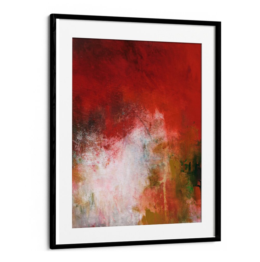 Vibrant red and green hues in TROPICS I, ABSTRACT PAINTINGS, perfect for enhancing modern spaces.