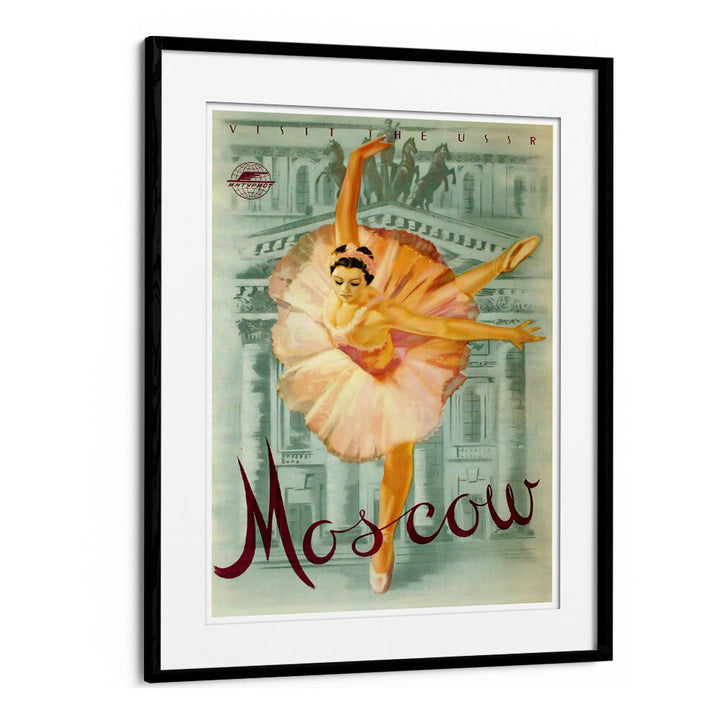 Moscow I Vintage Travel Posters showcase a graceful ballet dancer, capturing the charm of Russia's capital.