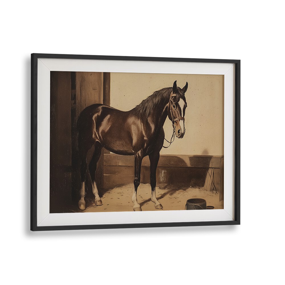DARK BROWN HORSE, ANIMAL PAINTINGS showcasing elegance and strength, perfect for equestrian art lovers.