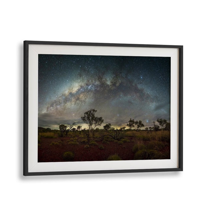 Stunning night sky over the outback with trees, showcasing RED HORIZON - WESTERN AUSTRALIA, PHOTOGRAPHY PRINTS.