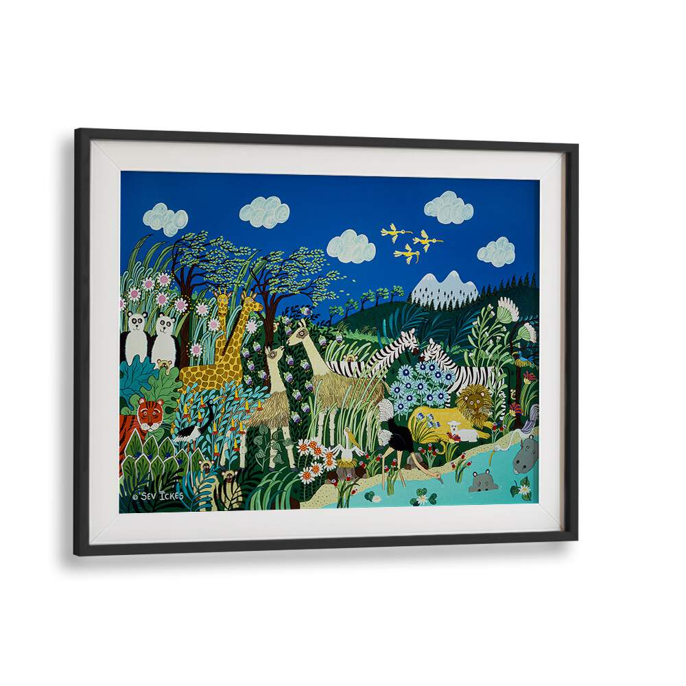 Colorful animals and nature scene in “A WINDY DAY, KIDS ROOM PAINTINGS” to inspire your child's imagination.