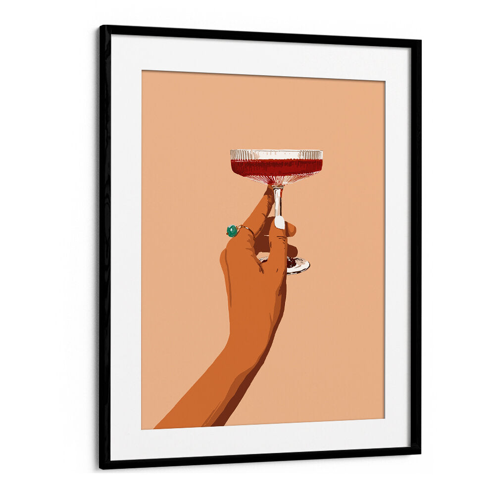 A HAND HOLDING A GLASS OF RED WINE , BAR & CAFE ART