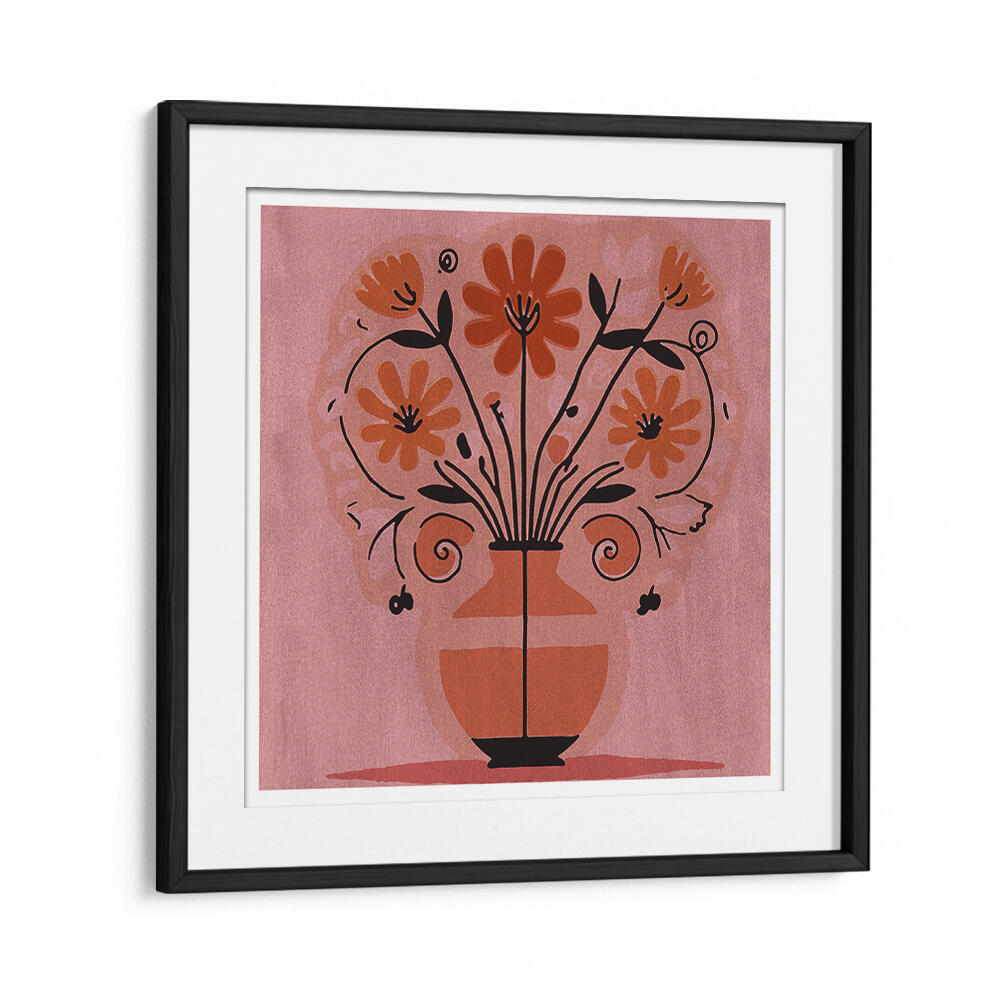 ABSTRACT FLOWERS IN A VAS , FLORAL FLOWER PAINTINGS