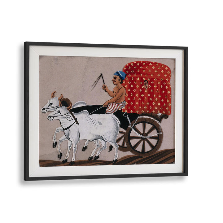 A MAN DRIVING A BULLOCK