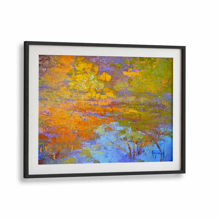 AUTUMN'S PALETTE , LANDSCAPE PAINTINGS — Blackmount autumn scene with golden, orange and blue texture