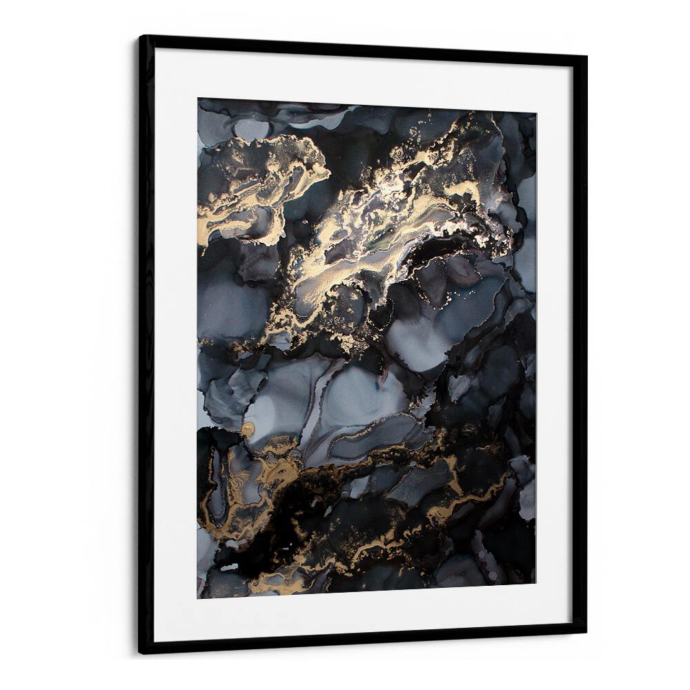 Stunning BLACK STORM, ABSTRACT PAINTINGS featuring rich blacks and gold accents, perfect for modern decor.