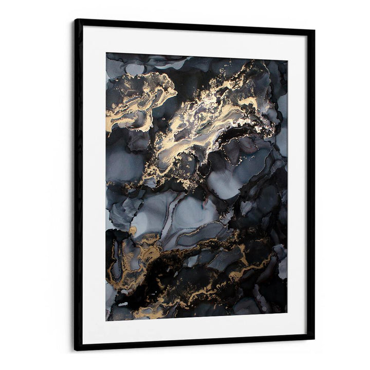 Stunning BLACK STORM, ABSTRACT PAINTINGS featuring rich blacks and gold accents, perfect for modern decor.