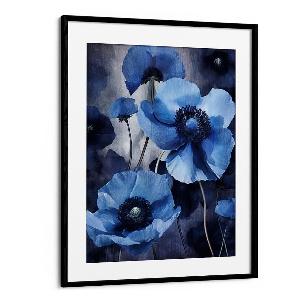 BLUE FLOWERS IV , FLORAL FLOWER PAINTINGS