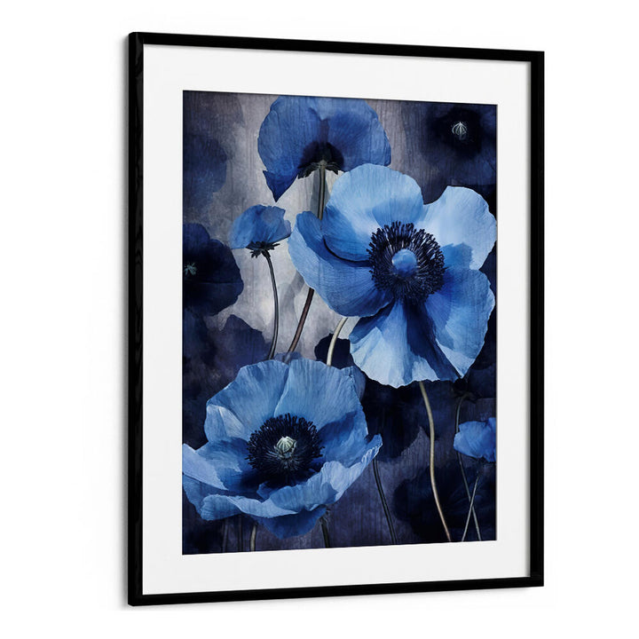 BLUE FLOWERS IV , FLORAL FLOWER PAINTINGS