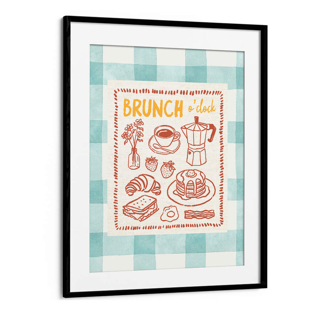 BRUNCH O CLOCK ON GREEN CHECKS , BAR & CAFE ART