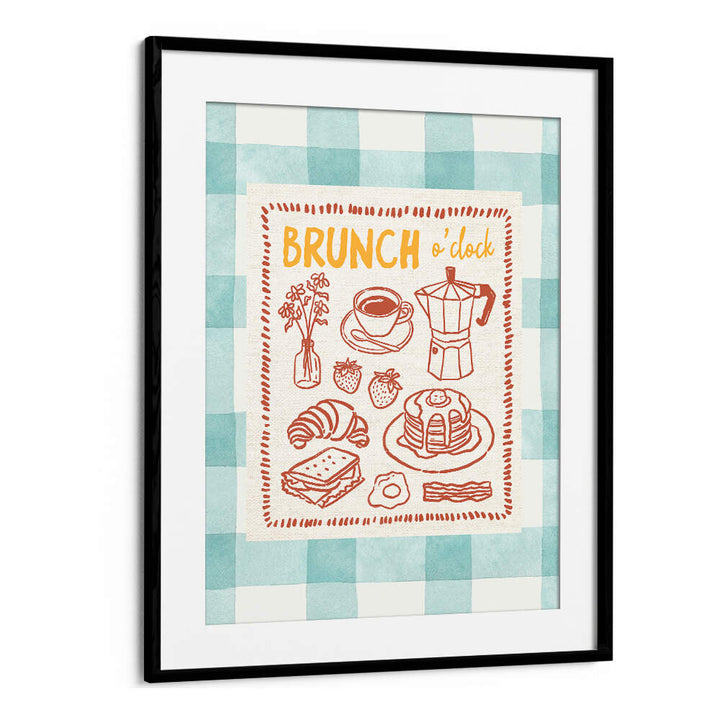 BRUNCH O CLOCK ON GREEN CHECKS , BAR & CAFE ART