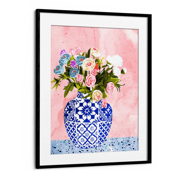 CERAMIC PLANTER , FLORAL FLOWER PAINTINGS