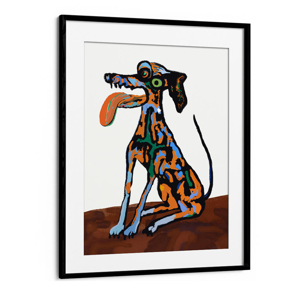 CRAZY DOG PORTRAIT , ANIMAL PAINTINGS