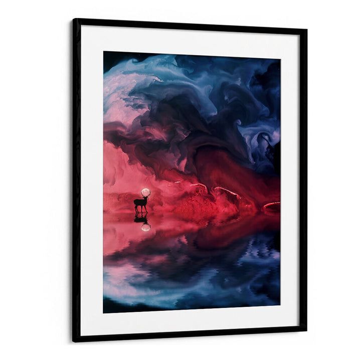 DEER MOON ABSTRACT , SURREAL ART PRINTS