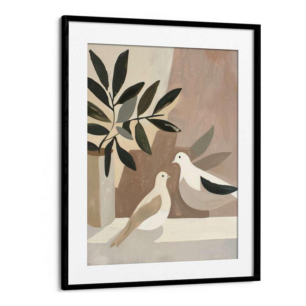 DOVES ON PATIO , BOHO ART PAINTINGS