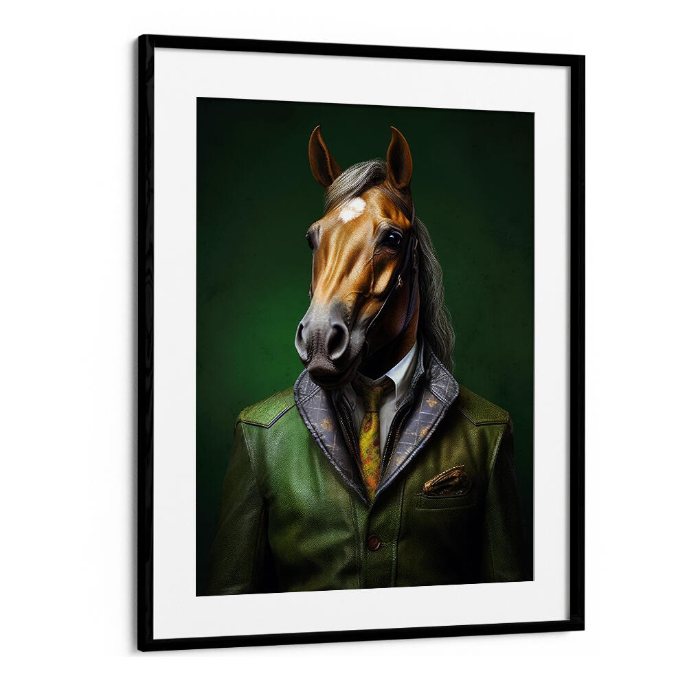 ELEGANT GREEN HORSE ANIMAL ART , ANIMAL PAINTINGS