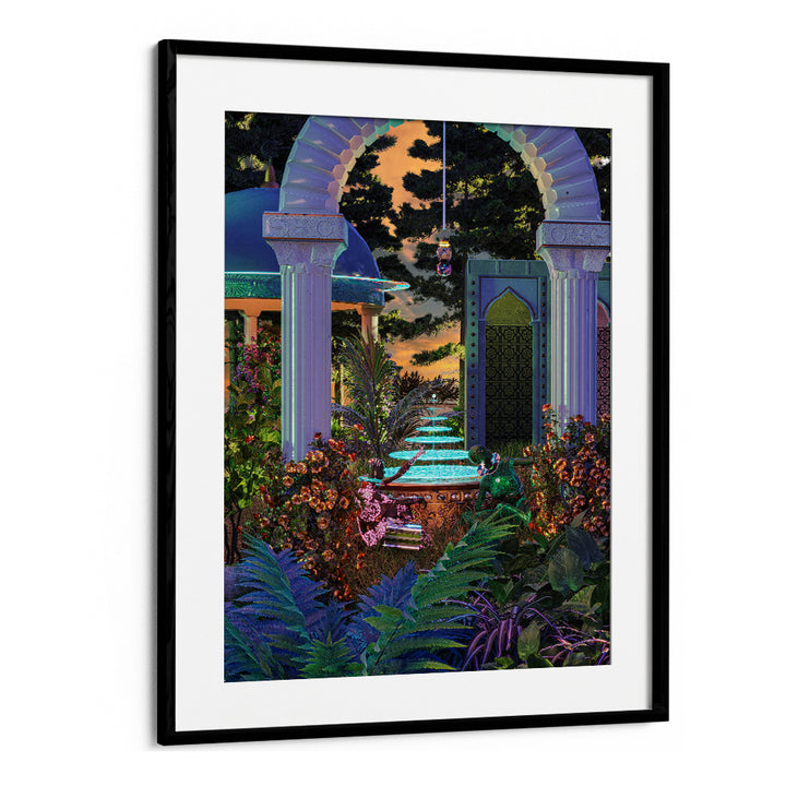 EXOTIC GARDEN FOUNTAIN SUNSET