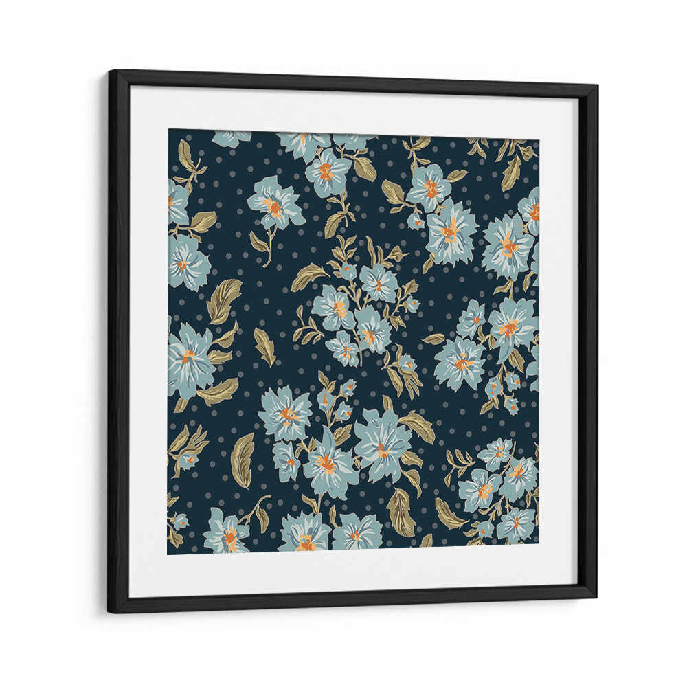 Decorate your space with FLORAL HERITAGE V, PATTERN ART PRINTS featuring elegant floral designs on a dark background.