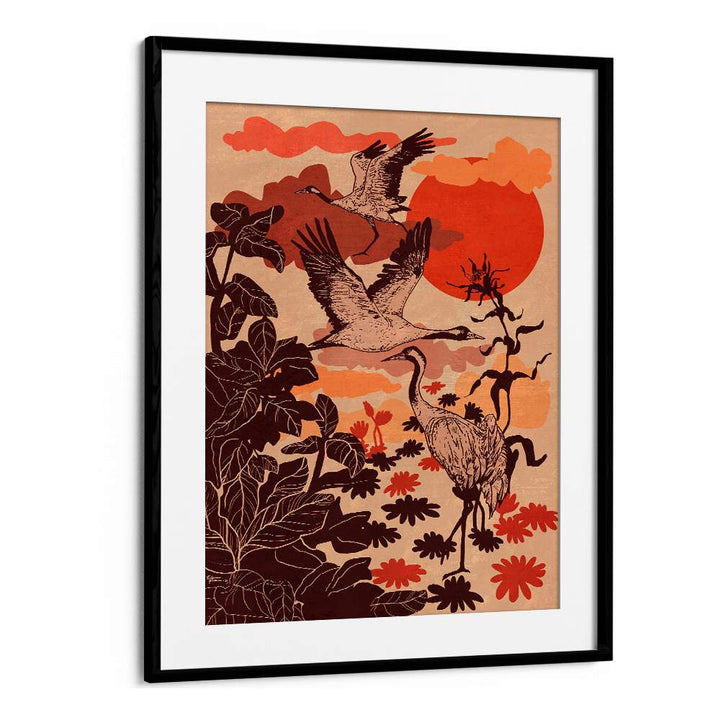 FLYING CRANES TROPICAL SUNSET