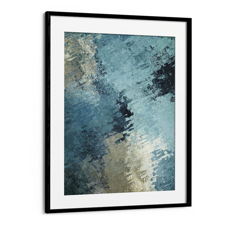 FRACTURED REFLECTION, ABSTRACT PAINTINGS showcase stunning textures in blue, perfect for modern decor enthusiasts.