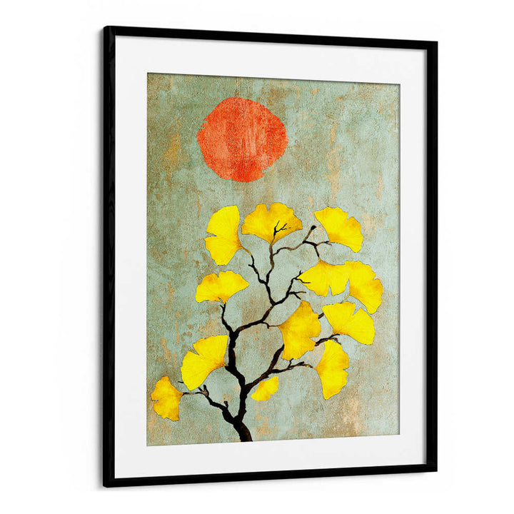 GINKO BILOBA AND SUN , FLORAL ,FLORAL FLOWER PAINTINGS