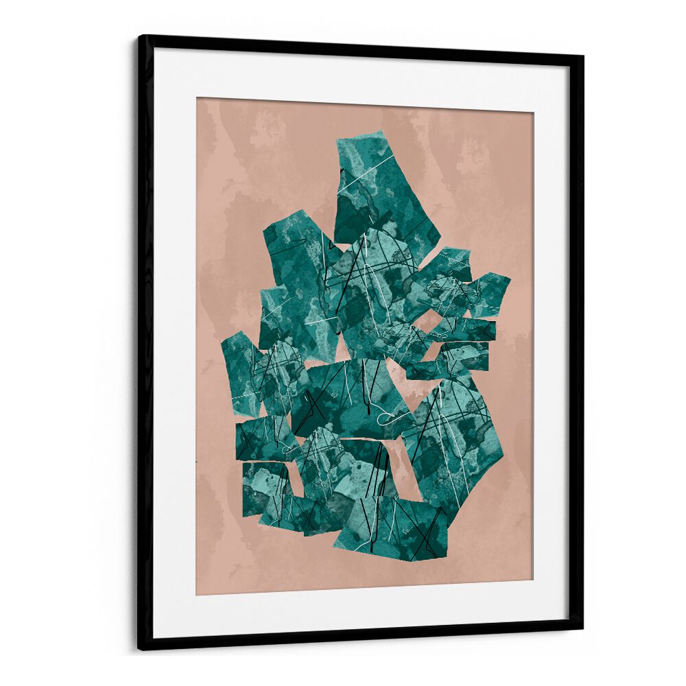 Stylish GREEN GEOMETRIC SHAPES, GEOMETRIC ART PRINTS on a blush background, enhancing modern decor beautifully.